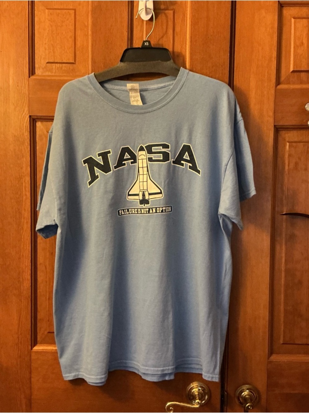 Gildan heavy cotton Light Blue Crewneck Tee- NASA theme